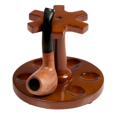 Quality Importers 6 Pipe Round Wooden Stand